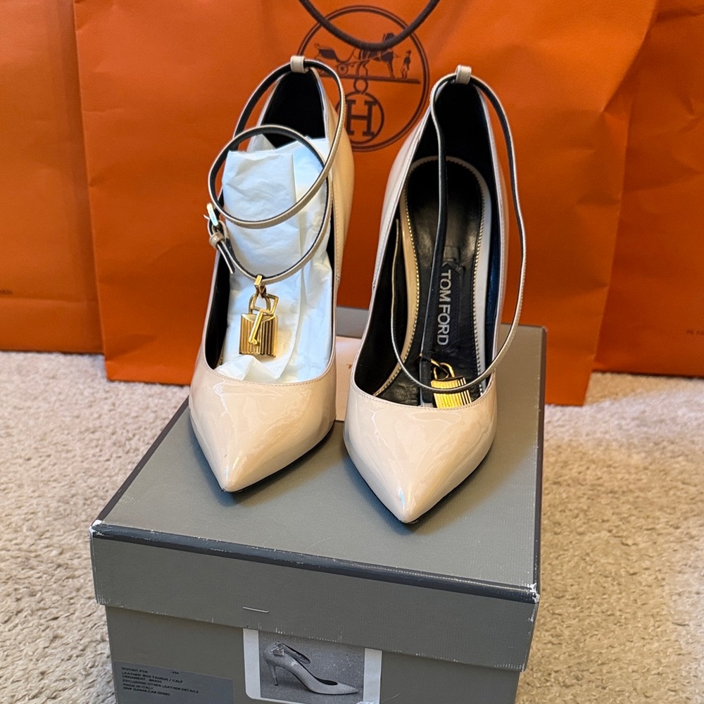 Tom Ford Women's Beige Padlock Pumps